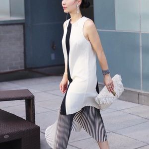 ASOS white dropped waist pleated dress 2